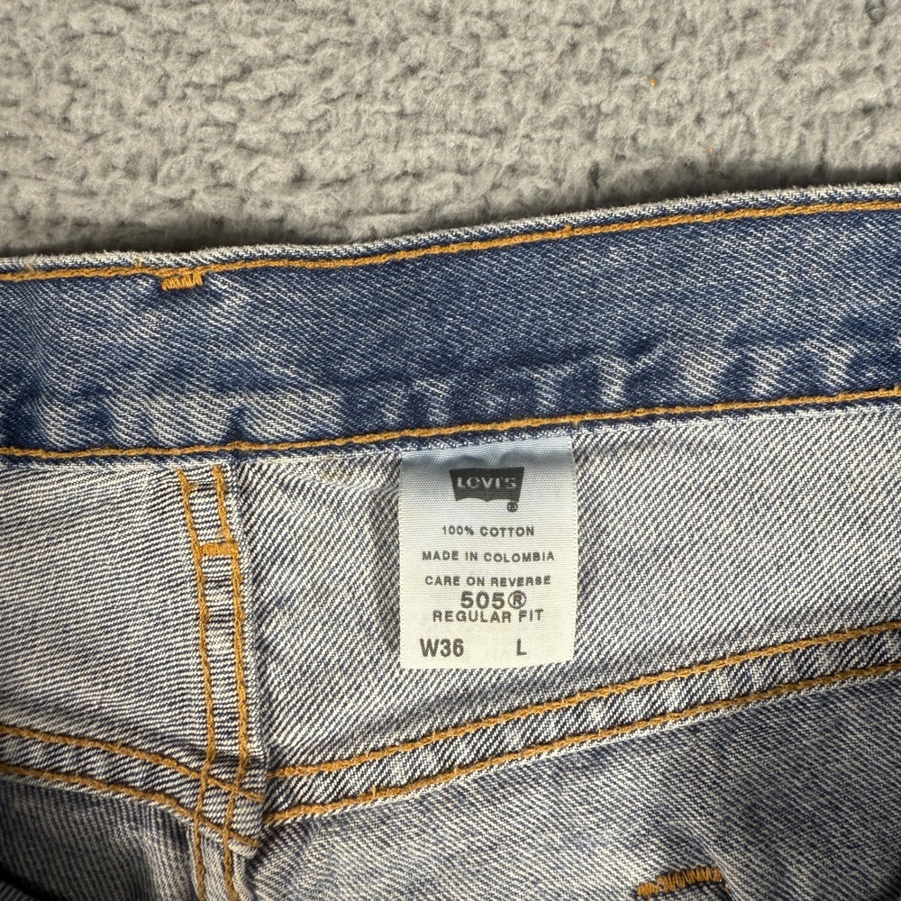 Levis 505 Jeans Shorts Mens 36 Medium Wash Denim Jorts 9in Regular Fit Straight - Picture 3 of 10